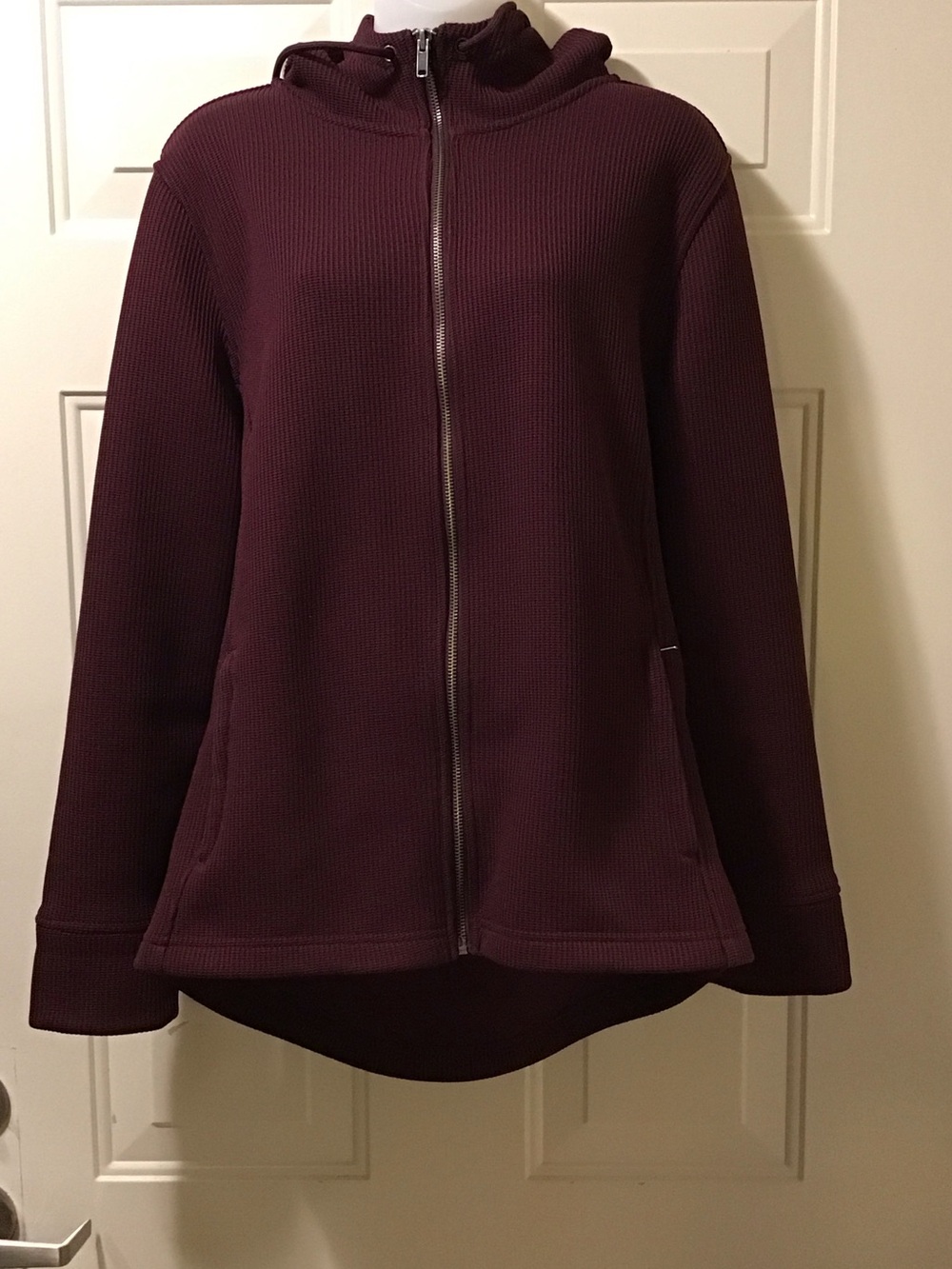 Time and Tru Hooded Zip-Up Bomber Jacket in Deep Plum Burgundy Size XL (16-18)